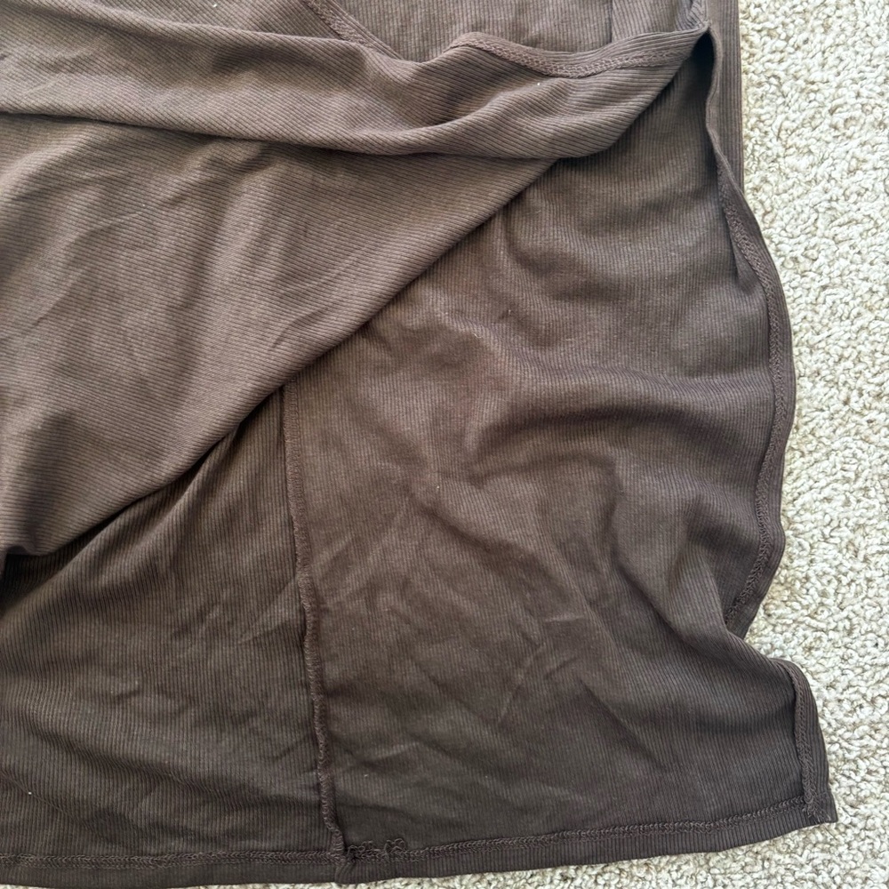 Brown Ribbed Midi Dress - Picture 9 of 11